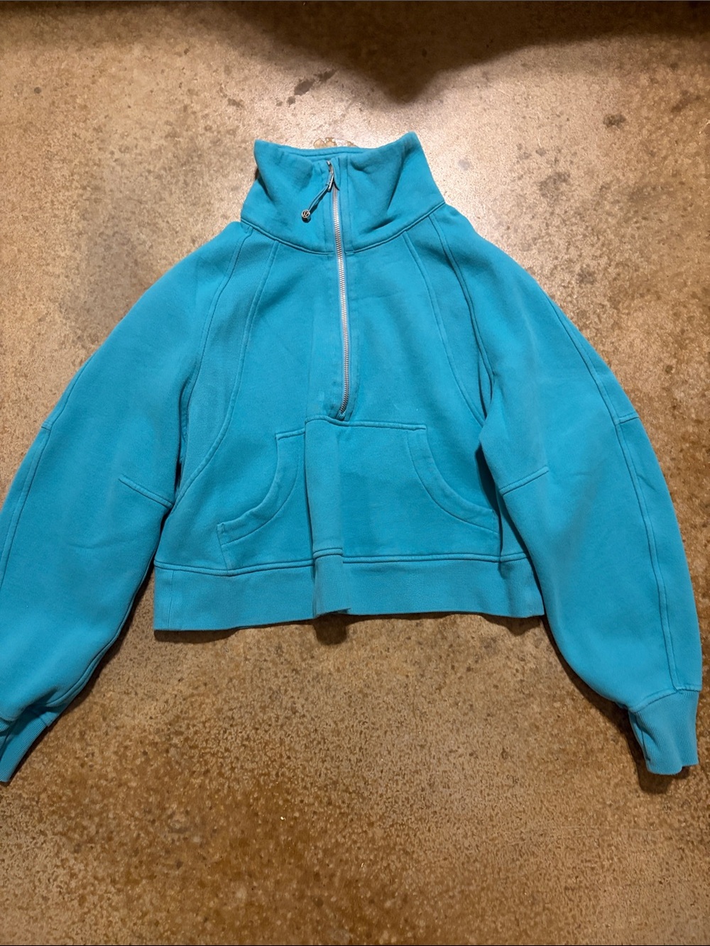 lululemon athletica Teal Cropped Quarter-Zip Fleece Pullover